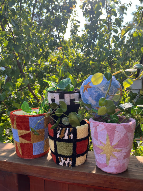 Blue Star Patchwork Pot/Vase